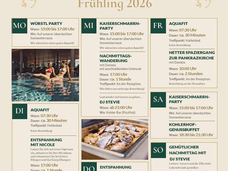 Aktivprogramm für Frühling 2026
